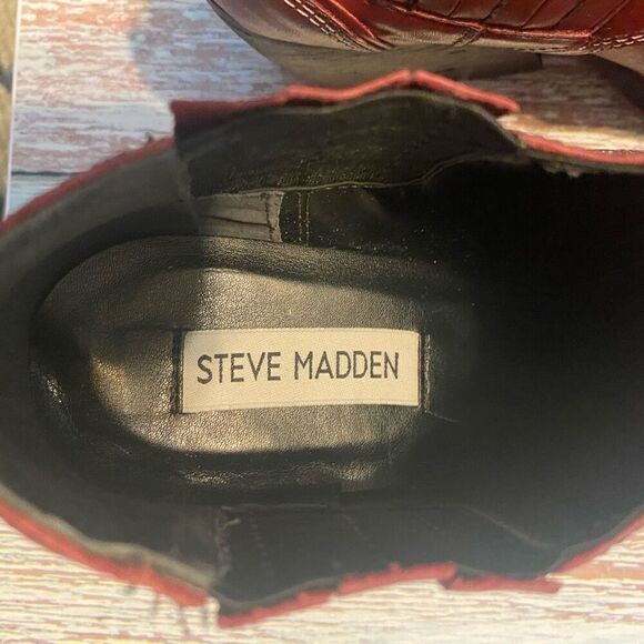 STEVE MADDEN Women’s Red Leather Western Booties Size 6M New No Box SEE DESCRIPT - Picture 9 of 10